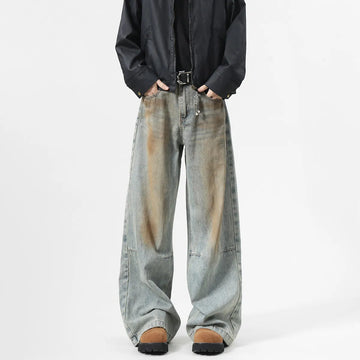 Riolio Men's Jeans baggy Denim pants Loose Fit Casual Style American Streetwear Straight Novel design Leg Pants Trendy Brand